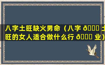 八字土旺缺火男命（八字 💐 土旺的女人适合做什么行 🐝 业）